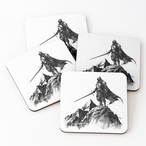 Item preview, Dark Fantasy Knight on Mountain | Epic Warrior with Sword Art | Medieval Hero Illustration designed and sold by inkoutninja.