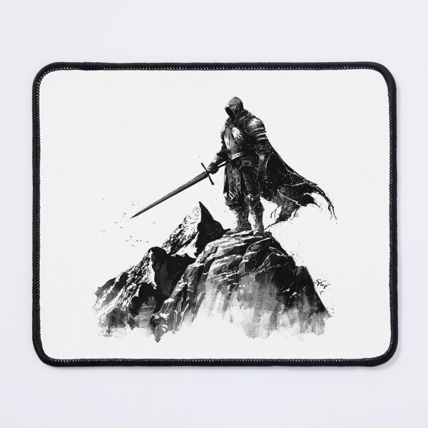 Item preview, Dark Fantasy Knight on Mountain | Epic Warrior with Sword Art | Medieval Hero Illustration designed and sold by inkoutninja.
