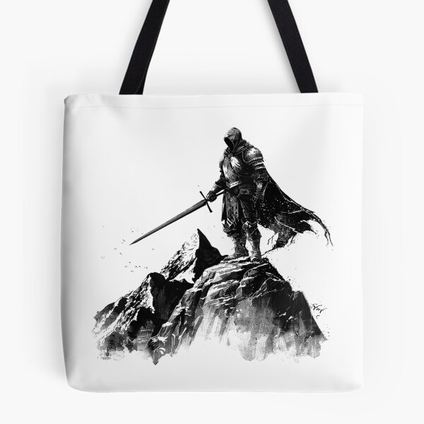 Item preview, Dark Fantasy Knight on Mountain | Epic Warrior with Sword Art | Medieval Hero Illustration designed and sold by inkoutninja.