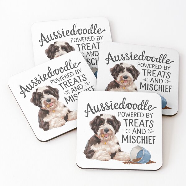 Item preview, Aussiedoodle Powered by Treats and Mischief – Funny Doodle Dog Mom Dad designed and sold by CuteDesignables.