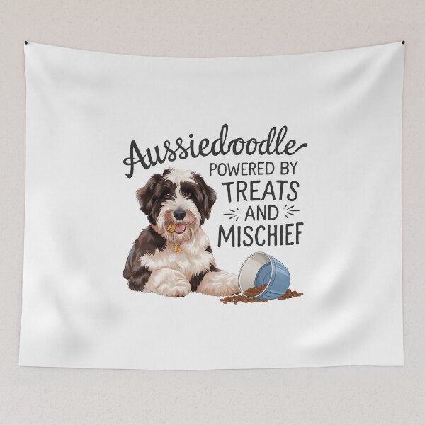 Item preview, Aussiedoodle Powered by Treats and Mischief – Funny Doodle Dog Mom Dad designed and sold by CuteDesignables.