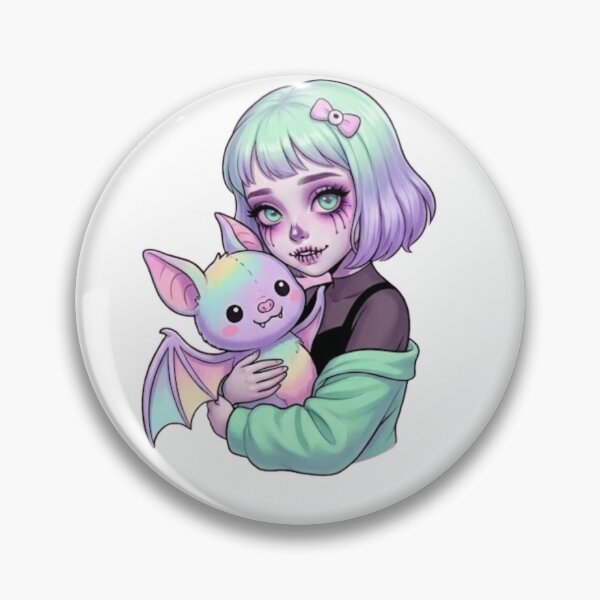 Item preview, Pastel Goth Luna Girl with Rainbow Bat Pet designed and sold by Stonealone44.