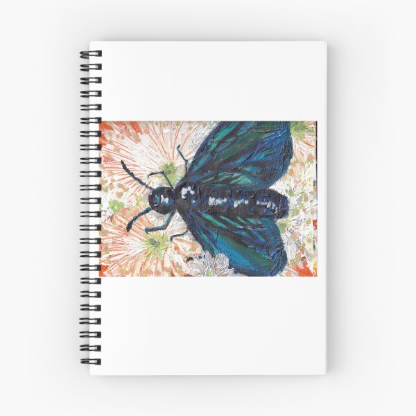 Artikelvorschau, Kunstdruck: Blaue Blütenwespe beim Nektarsaugen – Australische Flora entworfen und verkauft von empressbat merch.