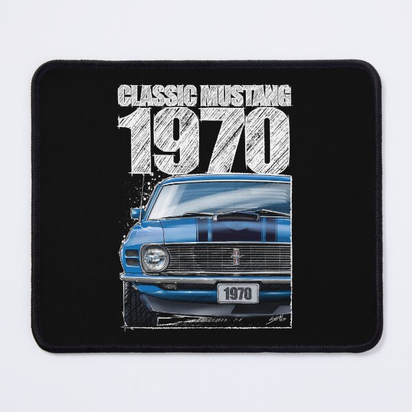 Item preview, Classic Mustang 1970 Front View Grabber Blue – Vintage Muscle Car Illustration (Dark Background) designed and sold by Petrolhead T-Shirts and Art.