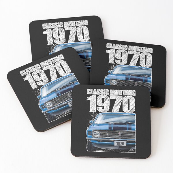 Item preview, Classic Mustang 1970 Front View Grabber Blue – Vintage Muscle Car Illustration (Dark Background) designed and sold by Petrolhead T-Shirts and Art.
