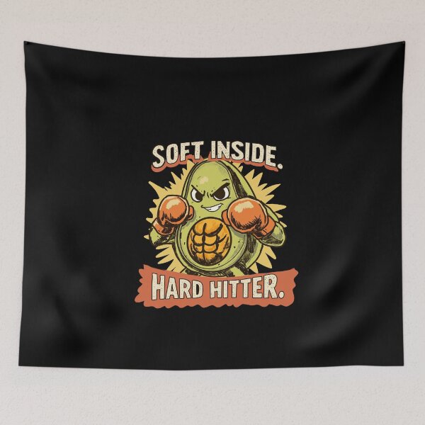 Item preview, Funny Avocado Boxing Illustration – Soft Inside Hard Hitter designed and sold by Popstudio85.