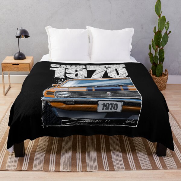 Item preview, Classic Mustang 1970 Front View Grabber Orange – Vintage Muscle Car Illustration (Dark Background) designed and sold by Petrolhead T-Shirts and Art.