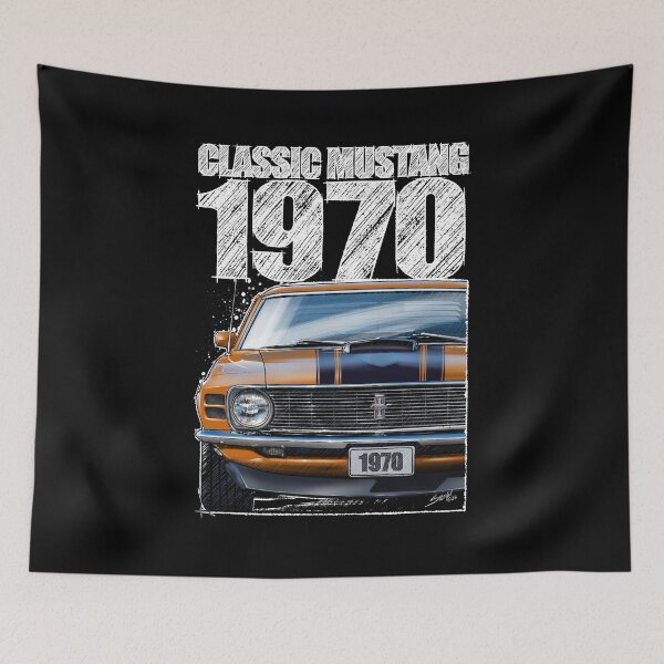 Item preview, Classic Mustang 1970 Front View Grabber Orange – Vintage Muscle Car Illustration (Dark Background) designed and sold by Petrolhead T-Shirts and Art.