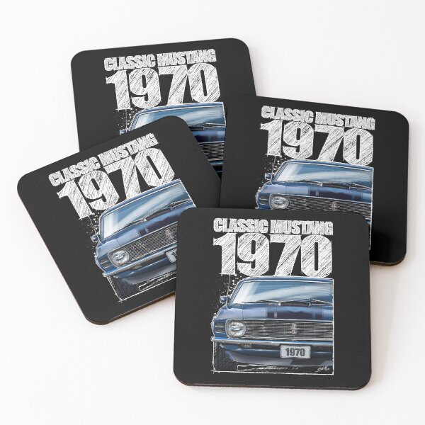 Item preview, Classic Mustang 1970 Front View Acapulco Blue – Vintage Muscle Car Illustration (Dark Background) designed and sold by Petrolhead T-Shirts and Art.
