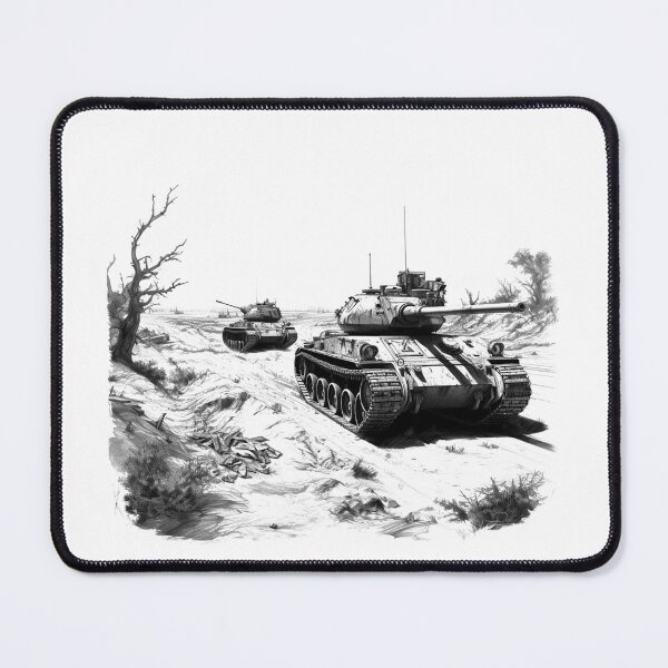 Item preview, Military Tank Convoy Illustration | Armored Warfare Art | Tactical Desert Battle Scene designed and sold by inkoutninja.