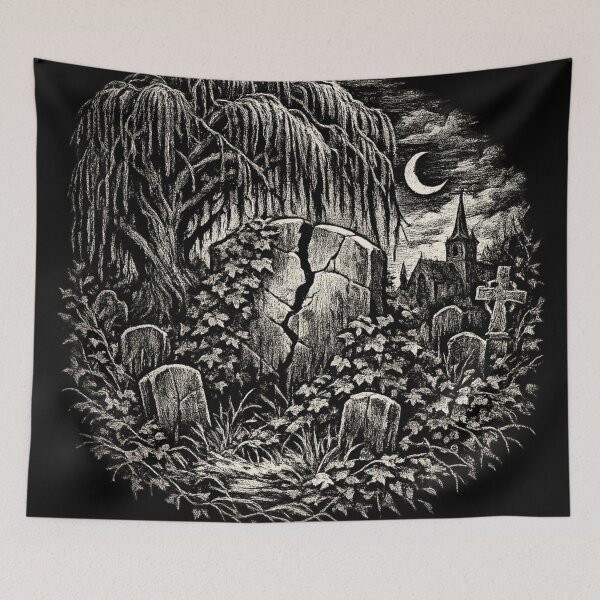 Item preview, Weeping Willow Grave – Gothic Moonlit Cemetery designed and sold by Mouraludia.