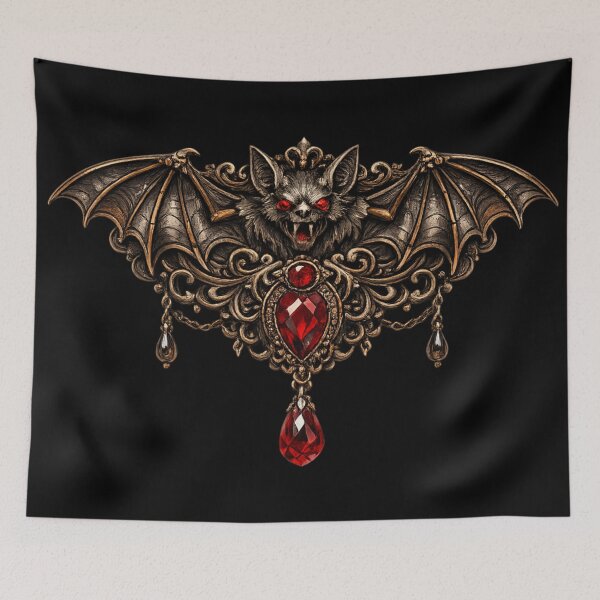 Item preview, Crimson Bat Emblem – Gothic Vampire Jewelry designed and sold by Mouraludia.