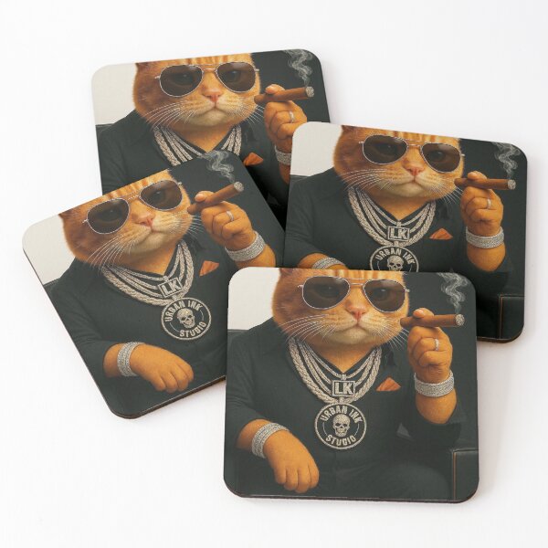 Item preview,  Boss Cat Rapper Smoking Cigar with Bling designed and sold by Urban-InkStudio.