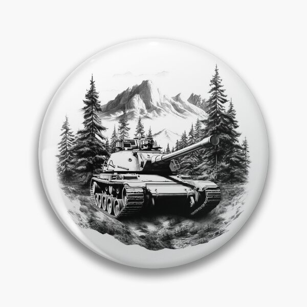 Item preview, Tank in Mountain Forest | Military Warfare and Nature Art | Armored Vehicle Illustration designed and sold by inkoutninja.