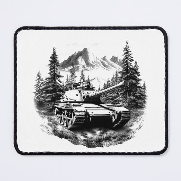 Item preview, Tank in Mountain Forest | Military Warfare and Nature Art | Armored Vehicle Illustration designed and sold by inkoutninja.