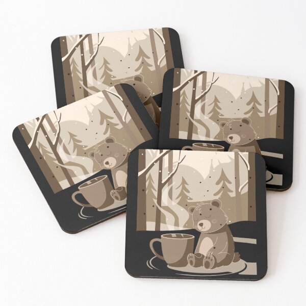 Item preview, Curled Cozy Bear with Cocoa – Hygge Winter Illustration designed and sold by Shop9999.