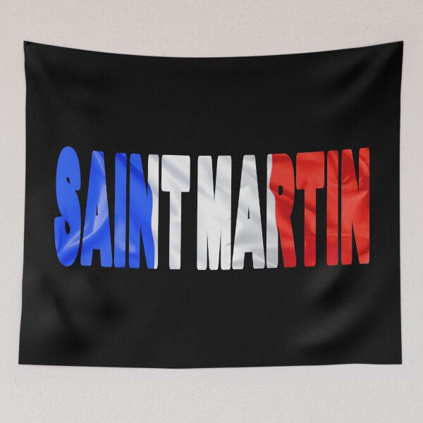 Item preview, SAINT MARTIN - Flag Flying in Wind cut to Letters Souvenir Sticker Shirt designed and sold by Adam Gormley.