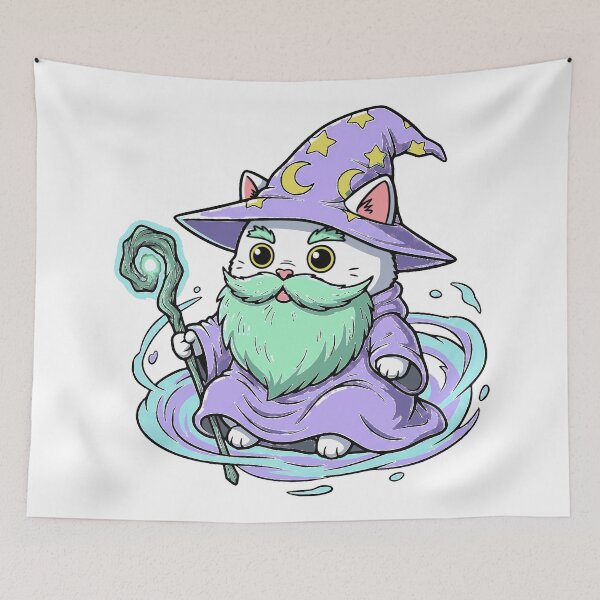 Item preview, Arcane Whiskers: Enchanted Wizard Cat Spellbound Art designed and sold by MartinxMarie.