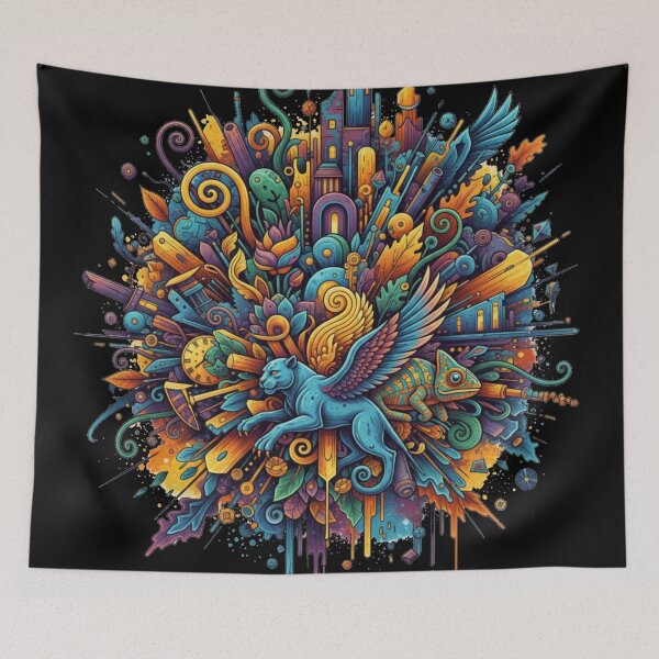 Item preview, Primal Genesis: Vibrant Abstract Fantasy Lion Explosion designed and sold by MartinxMarie.