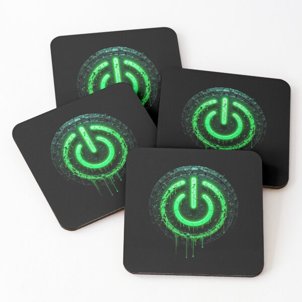 Item preview, Green Power – Dark Neon Energy Symbol with Grunge Texture designed and sold by PixelVibe782.