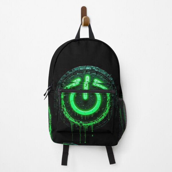 Item preview, Green Power – Dark Neon Energy Symbol with Grunge Texture designed and sold by PixelVibe782.