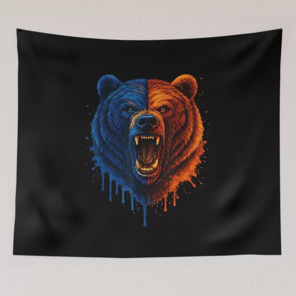 Item preview, Dual Color Roaring Bear Face Powerful Animal Illustration Artwork designed and sold by SuziLope.