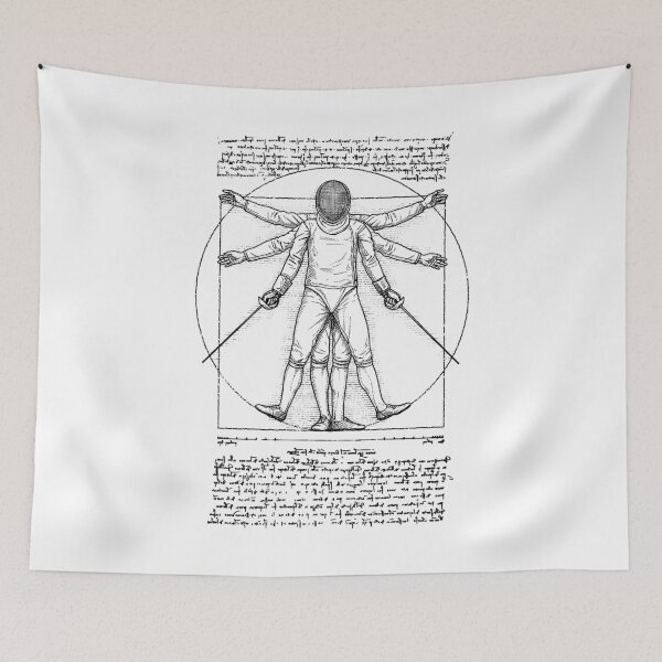 Item preview, Fencing Fencer Funny Vintage Vitruvian Man Leonardo Da Vinci designed and sold by GrandeDuc.