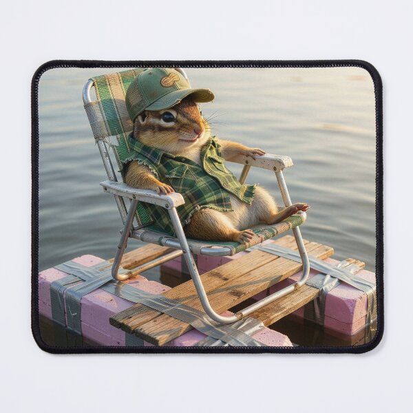 Item preview, Chipmunk Relaxes on His Homemade Pontoon Boat designed and sold by Tridentulus.