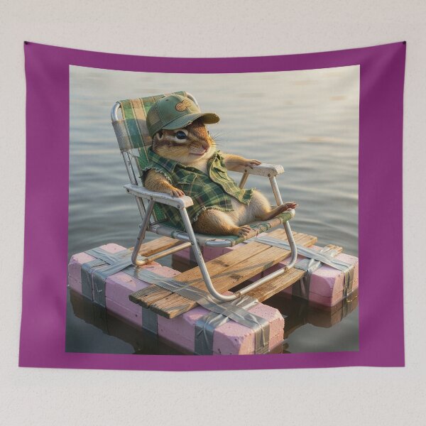Item preview, Chipmunk Relaxes on His Homemade Pontoon Boat designed and sold by Tridentulus.