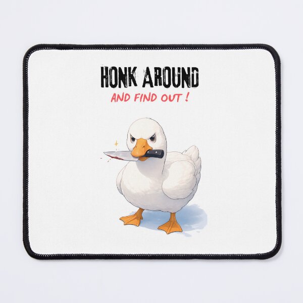 Item preview, Angry Goose with Knife Funny Meme Illustration | Chaotic Goose Art designed and sold by ChubbyGoong.