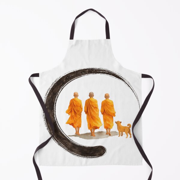 Item preview, Peaceful Monks Walking With Dog Zen Minimal Spiritual Illustration designed and sold by River Silva.