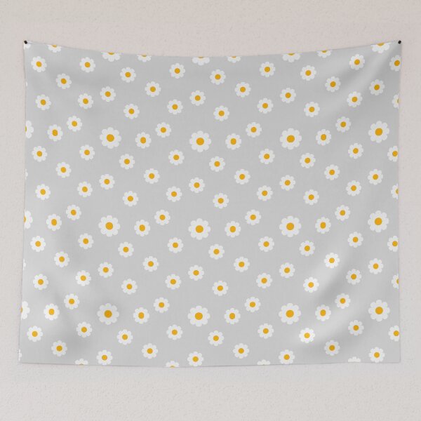 Item preview, White daisies seamless repeating pattern on a gray background designed and sold by Relaxtarot.
