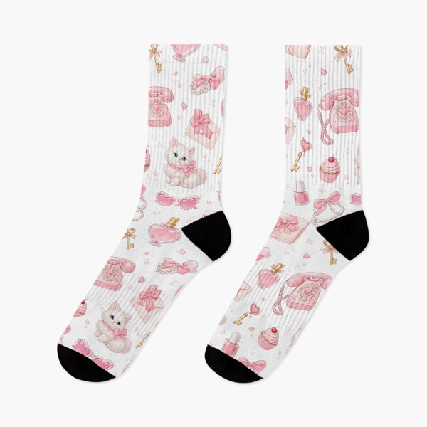 Item preview, Cute Pink Kitten Pattern – Kawaii Girly Hearts & Bows Aesthetic Design designed and sold by Bored Duck.