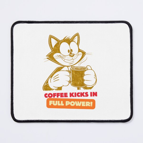 Item preview, Retro Cartoon Cat Coffee Kicks In designed and sold by MarcoTs12 ⭐⭐⭐⭐⭐.