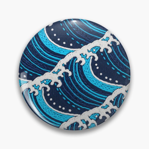 Item preview, Embroidered Ocean Waves designed and sold by Kaleidoscope Print.