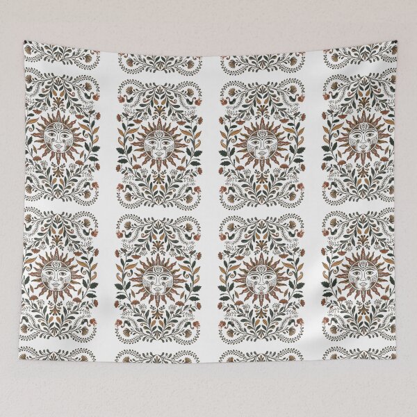 Item preview, Celestial Meadow Folk Art Earthy Pastel Print designed and sold by Nordic Echo.