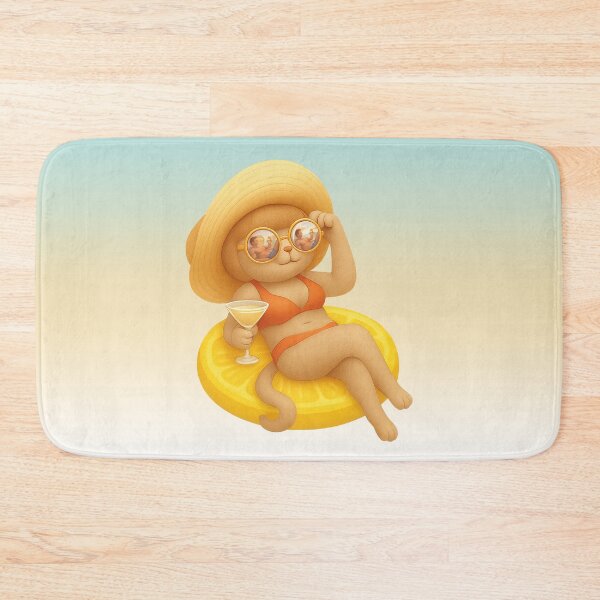 Item preview, Float Mode On – Summer Cat Lemon Pool Party designed and sold by ZKOZKOHI.