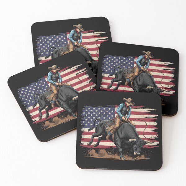 Item preview, Patriotic Rodeo Bull Rider – American Flag Cowboy designed and sold by Alexis Art Collection.
