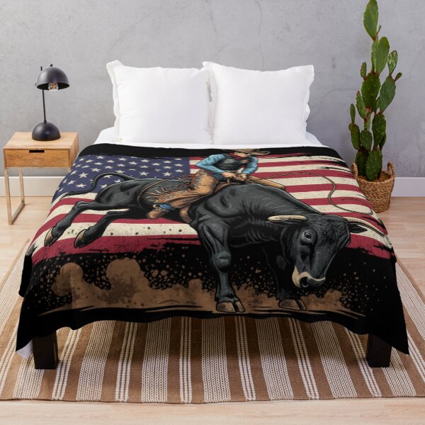 Item preview, Patriotic Rodeo Bull Rider – American Flag Cowboy designed and sold by Alexis Art Collection.