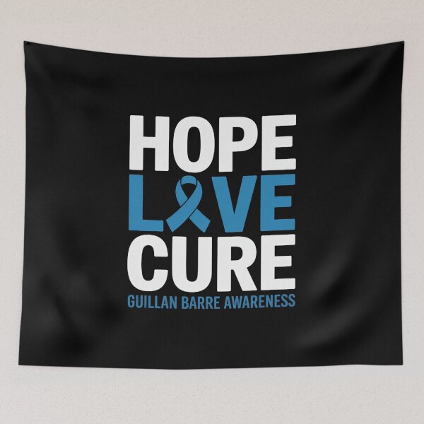 Item preview, Guillain Barre Syndrome Awareness Hope Love Cure Blue Ribbon designed and sold by RonnasJackson.