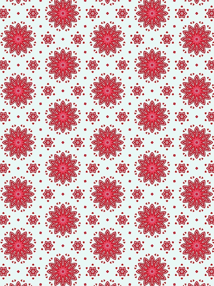 Aperçu 5 sur 5. Robe trapèze avec l'œuvre Red Floral Mandala Kaleidoscopic Geometric Bohemian Pattern créée et vendue par Rucku.