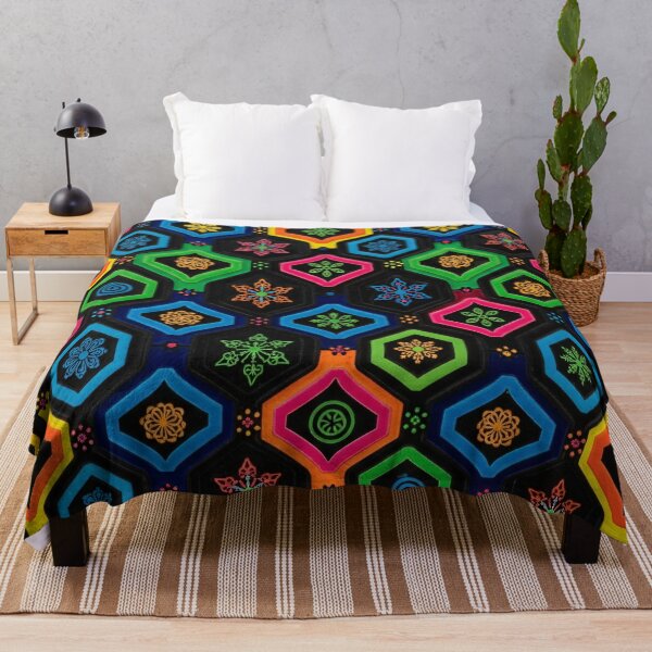 Item preview, Neon Hexagon Folk Tile Pattern designed and sold by Kaleidoscope Print.
