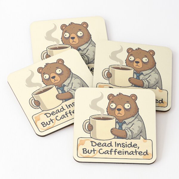 Item preview, Dead Inside But Caffeinated - Funny Tired Coffee Bear designed and sold by Rengwear.