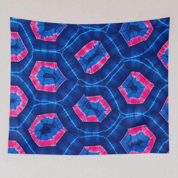 Item preview, Indigo Shibori Hexagon Tie-Dye designed and sold by Kaleidoscope Print.