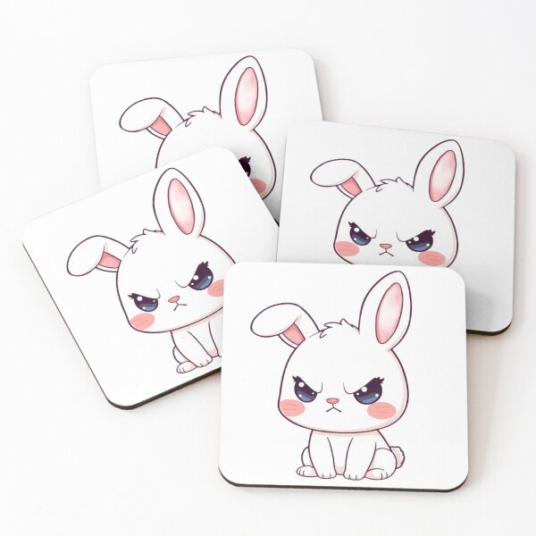 Item preview, Angry Cute Bunny Kawaii Illustration ? | Chibi Rabbit PNG Design for Stickers, T-Shirts & Gifts designed and sold by CozyPops.