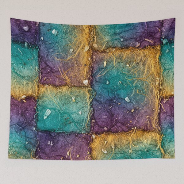 Item preview, Teal Amethyst Gold Patchwork designed and sold by Kaleidoscope Print.