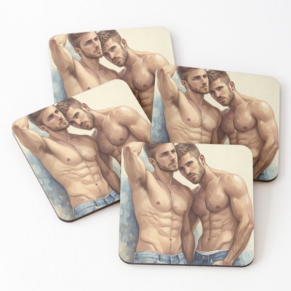 Item preview, Watercolor Connection: A Male Pose Portrait designed and sold by gayishdesign.