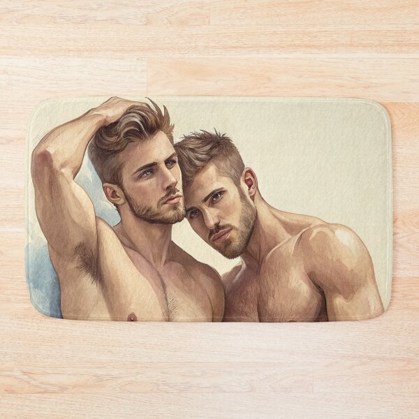 Item preview, Watercolor Connection: A Male Pose Portrait designed and sold by gayishdesign.