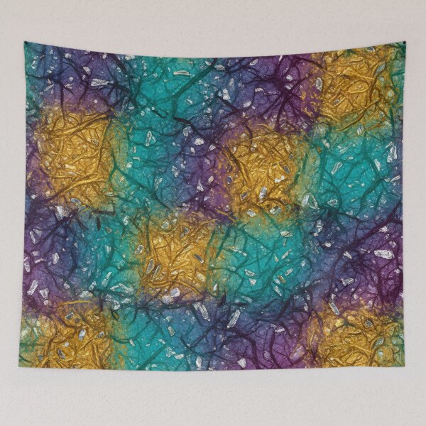 Item preview, Teal Violet Gold Fiber Mosaic designed and sold by Kaleidoscope Print.