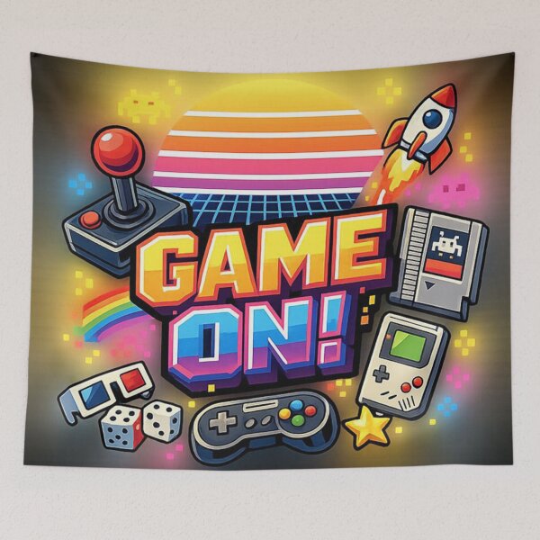 Item preview, Gaming 80s: Game On – Retro 80s Gaming Illustration designed and sold by Arte Cartoon From TagTeam Group.